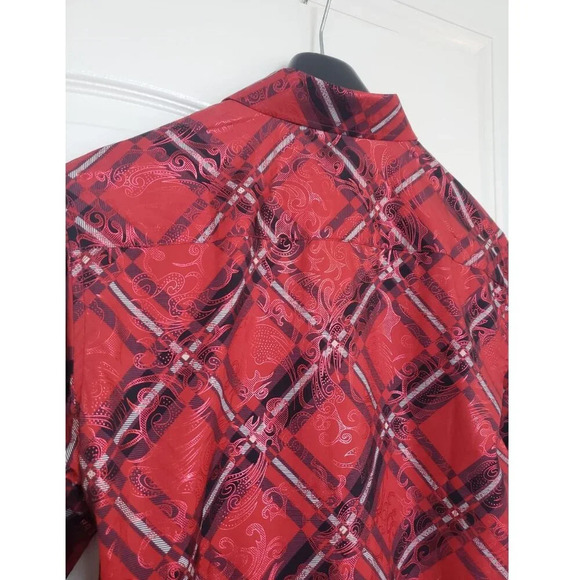 Mens Red Printed  Fashion Shirt Medium EUC - Picture 7 of 9